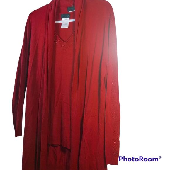 Creation L Red Studded Detail Twinset Cardigan Set Size 6 - Picture 2 of 10